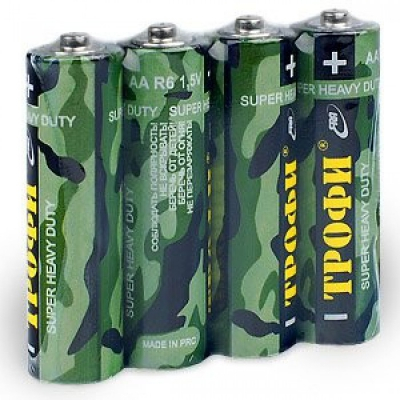 Батарейка AAA Трофи, 1.5 вольта, 250 mAh, солевая, цена за 1 штуку, мизинчик R03