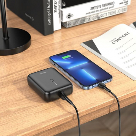 Внешний аккумулятор 5 000 mAh, вход Type-C, выход 1 USB до 2.0 А, HOCO J96, High, цвет чёрный