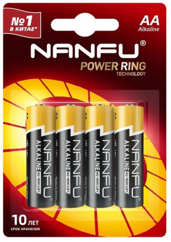 Батарейка AA Nanfu, 1.5 вольта, 2100 mAh, алкалиновая (щёлочная), цена за 1 штуку, пальчик LR06, хит