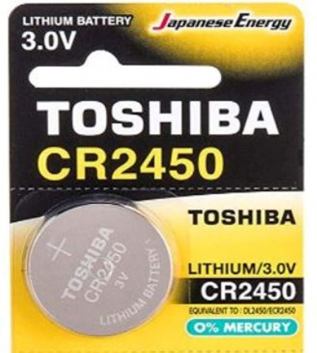 Батарейка CR2450, Toshiba, 3 Вольта, литиевая, цена за 1 штуку