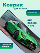 Коврик для компьютерной мыши Машина, цвет зелёный, размер 30 х 80 см, ткань+резина