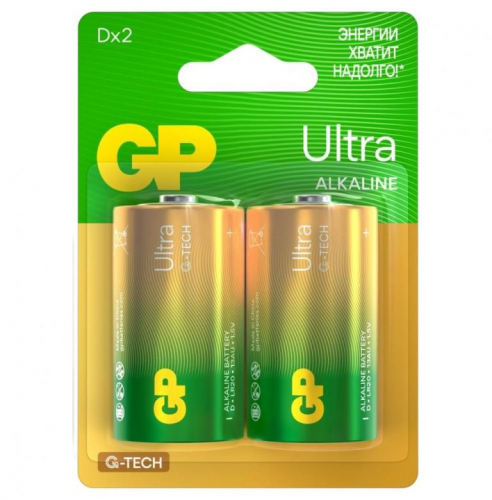 Батарейка D LR20, GP Ultra G-TECH, 1.5 вольта, алкалиновая (щёлочная), цена за 1 штуку
