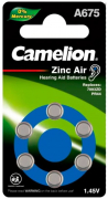 Батарейка AC675, Camelion, 1,45 Вольта, для слуховых аппаратов, воздушно цинковая, цена за 1 штуку