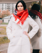 Белое пальто из натуральной шерсти